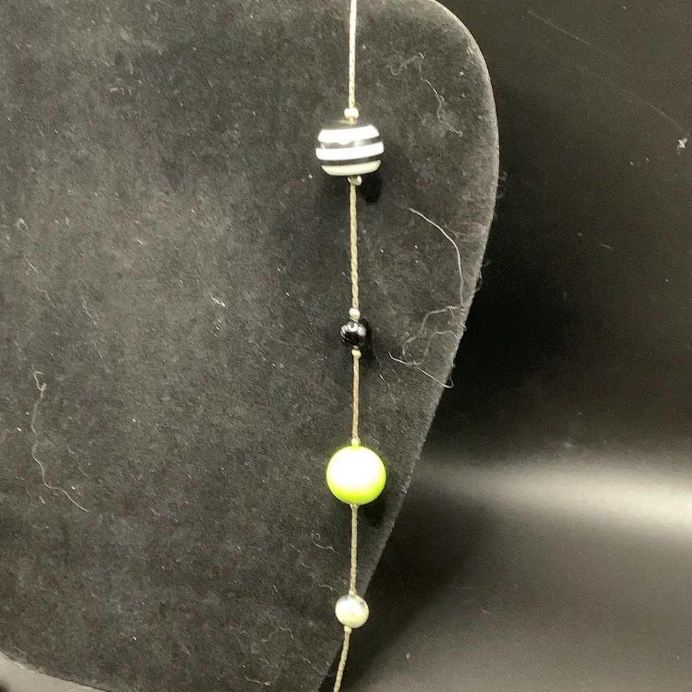 Stylish Black & Lime Beaded Women's Necklace and 4 bracelets